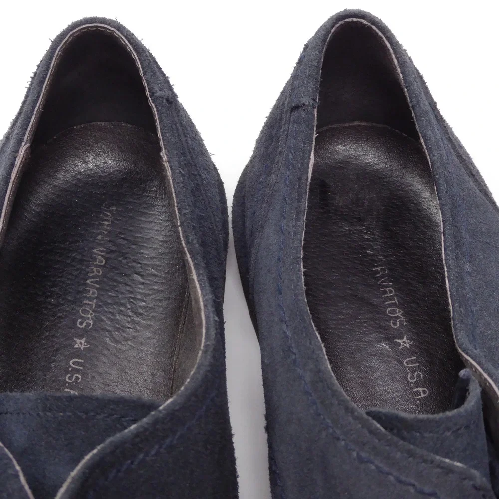 John Varvatos Mens Derby Oxfords Shoes Navy Blue Suede Lace Up 12M